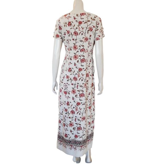 Vintage 90s Day Dress size 4 Emma James Floral Linen Rayon Blend Midi Length - Picture 6 of 9
